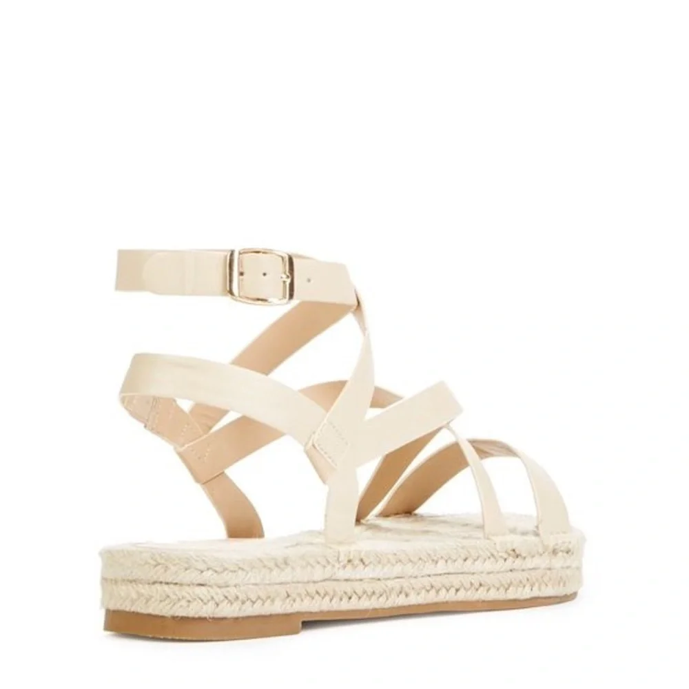 JustFab Laston Espadrille Flat Women's 8 Boho‎ Strap Ankle Sandal